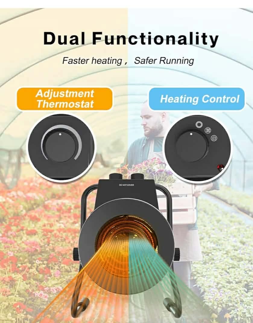 Greenhouse Heater with Digital Thermostat, 1500W Outdoor Heaters for Patio, Electric Space Heater for Patio, Garage, Greenhouse, Flower House, Silver - Image 10