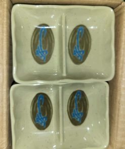 Alternative view of Thunder Group Blue Bamboo Collection 12-Pack 1-Ounce Divided Sauce Dish, 3-5/8 by 2-3/4-Inch, Melamine, White