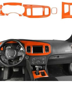 Interior Trim Kit Cover Center Console Dashboard Panel Gear Shift Panel Trim Decoration Accessories for Dodge Charger 2015-2025, 6PCS (Orange)