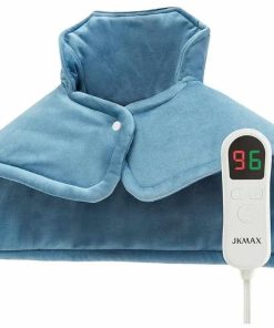Heating Pad for Neck and Shoulders and Back - Upgrade Neck Heating Pad with 10 Heat Settings and 6 Timers Auto - Shoulder Heating Pad (Blue)
