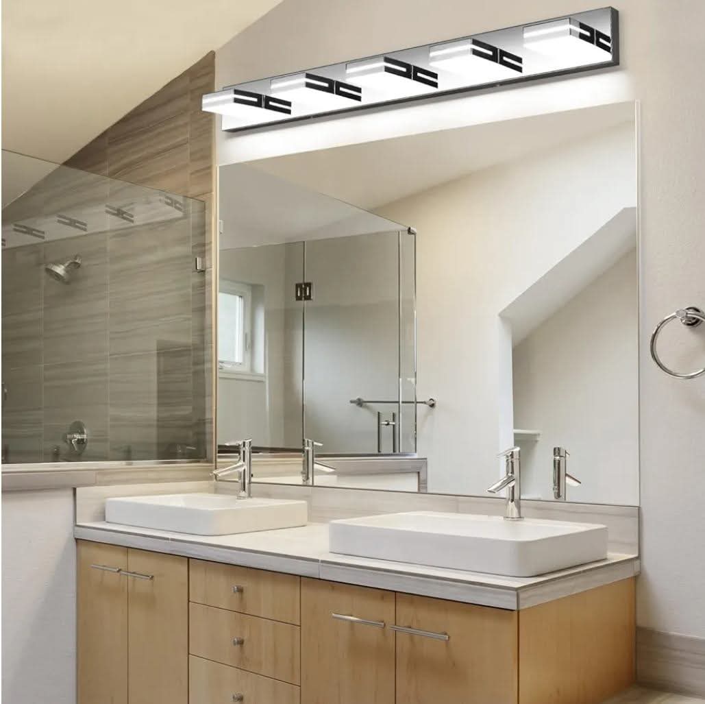 LED Modern Bathroom Vanity Light Fixtures (5-Light, 40-Inch, Dimmable), Chrome Modern Acrylic Bathroom Wall Lighting Fixtures Over Mirror (Cool White 6000K) - Image 3