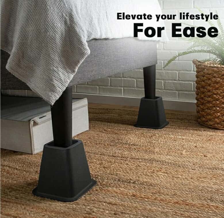 New 6 Inch Heavy Duty Bed Risers, Furniture Risers for Desk, Chair, Table or Sofa, Couch Lift Risers, Supports up to 2200 lbs per Leg (6 Pack Black) - Image 5