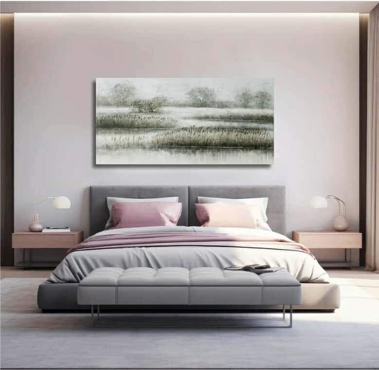 Reed Canvas Paintings Landscape Artwork Textured Poster Prints 24"x48" Farmhouse Decor Living Room Wall Art for Dining Room Area - Image 4