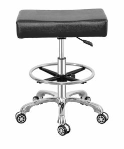 Adjustable Rolling Swivel Stool Chair for Massage Office Tattoo Kitchen, Work Heavy Duty Stool with Wheels (Black, with Foot Rest)