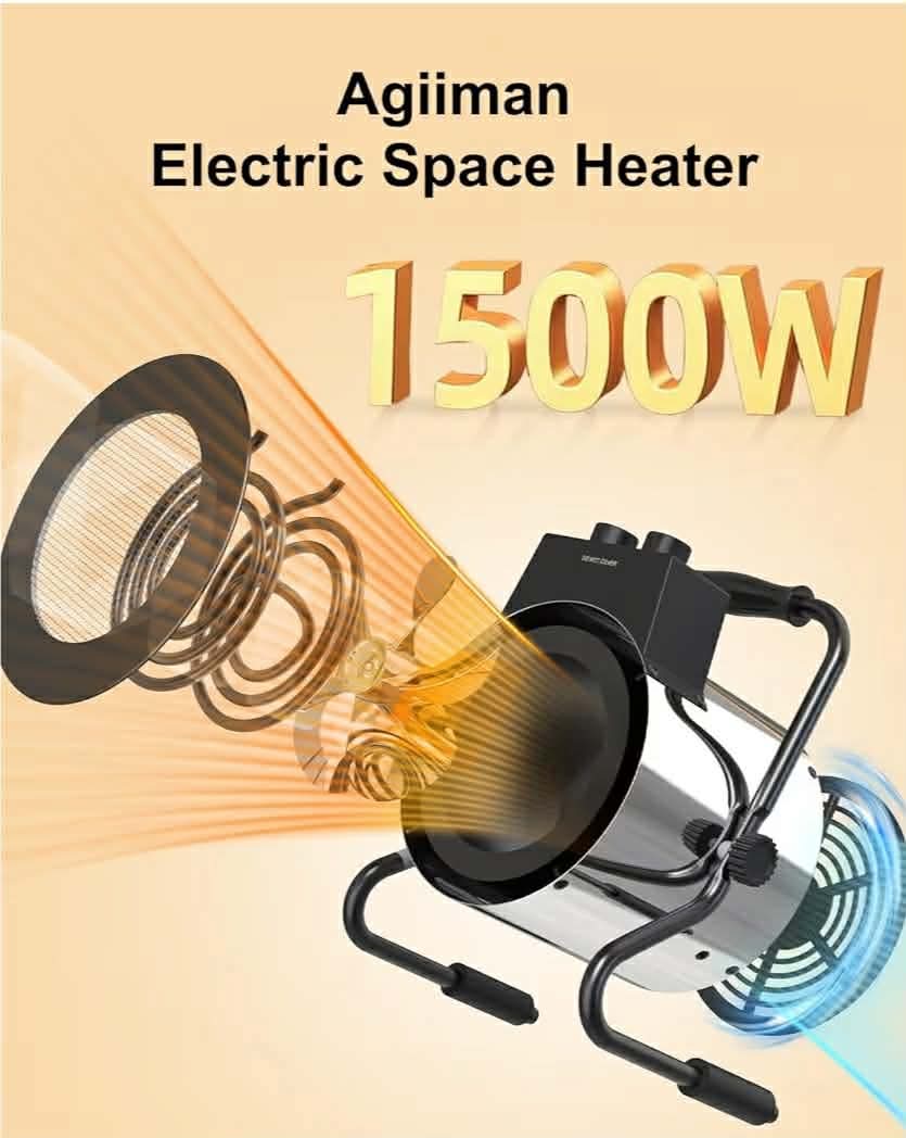 Greenhouse Heater with Digital Thermostat, 1500W Outdoor Heaters for Patio, Electric Space Heater for Patio, Garage, Greenhouse, Flower House, Silver - Image 9