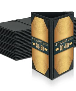 20 Pack 4" × 6" Table Tent Menu Covers, Leatherette PU Leather 3-Side Triangle Picture Frames with Angled Corners, Triangle Menu Holders for Restaurant Coffee Cafe Bar Drink Dessert
