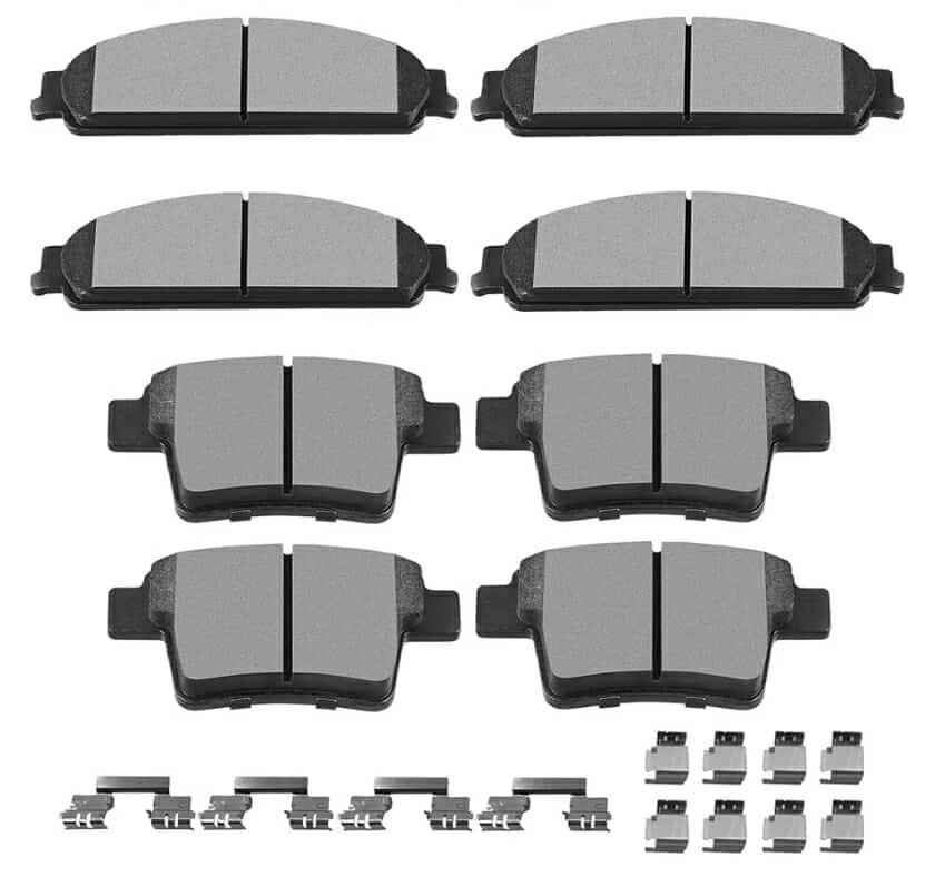 Ceramic Brake Pads Kits, 8pcs Brakes Pads Set fit for Ford Five Hundred, 05-07 for Ford Freestyle, 08-09 for Ford Taurus, 08-09 for Ford Taurus X, 05-07 for Mercury Montego, 08-09 for Mercury Sable