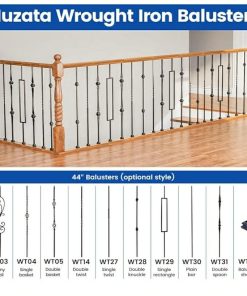 Alternative view of 10Pack 44'' Wrought Iron Balutser Hollow Straight Bar Metal Stair Spindles WT30 Bundle with 10Pack 44" Wrought Iron Balutser Hollow Double Knuckles Metal Stair Spindles WT28