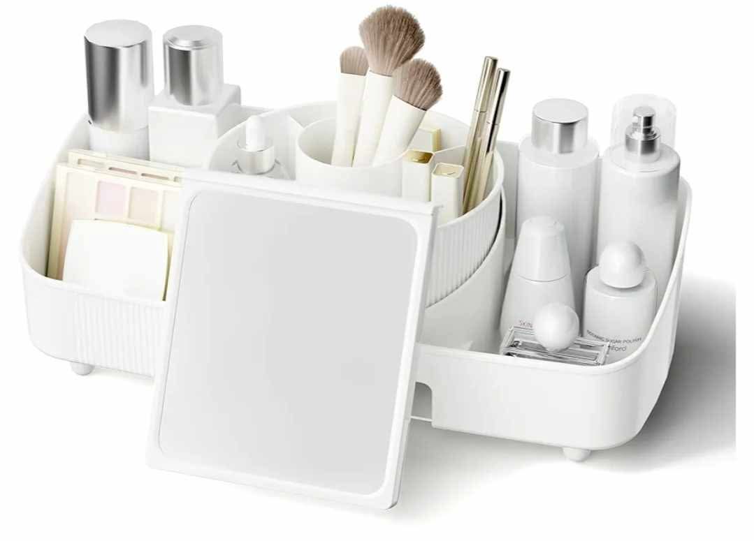 Makeup Organizer for Vanity, Makeup Storage Organizer, Rotating Makeup Organizer Skincare Organizer Countertop for Bathroom Sink,Organize and Storage Brush Holder Perfume