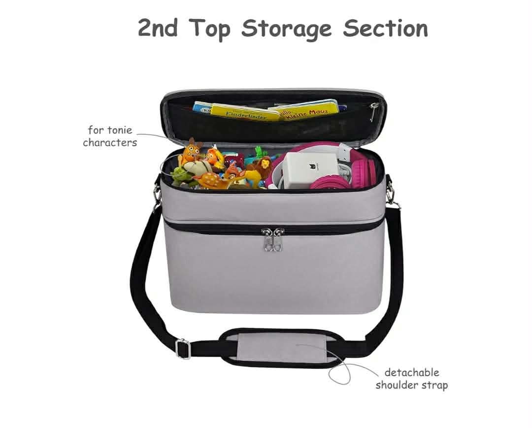Storage Case for Toniesbox 2, Carrying Bag for Tonie Starter Set, Tony Characters, Audio Player Box, Charger & Headphone, Bag Only (Gray, Large) - Image 8