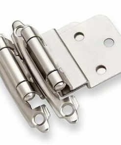 3/8" Inset Cabinet Hinges Brushed Nickel (25 Pair -50 Pcs) Offset Self Closing Cabinet Hinges for Kitchen Cabinets Satin Nickel w/Silicon Bumpers & Upgraded Screws