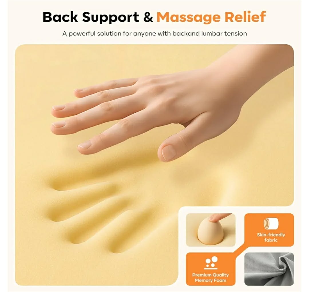 Smooth Triple Fusion 3-in-1 Back Massager Lumbar Pillow with Heat, Vibration & Traction Back Massager for Pain Relief, Deep Tissue Relaxation for Home, Office- Corded Electric Gift Idea - Image 4