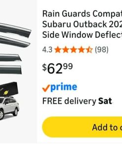 Alternative view of 4pc Rain Guards Compatible with Subaru Outback 2020-2025 Side Window Deflectors Window Rain Guards Out-Channel Guard Deflector Vent Visor- 4pcs