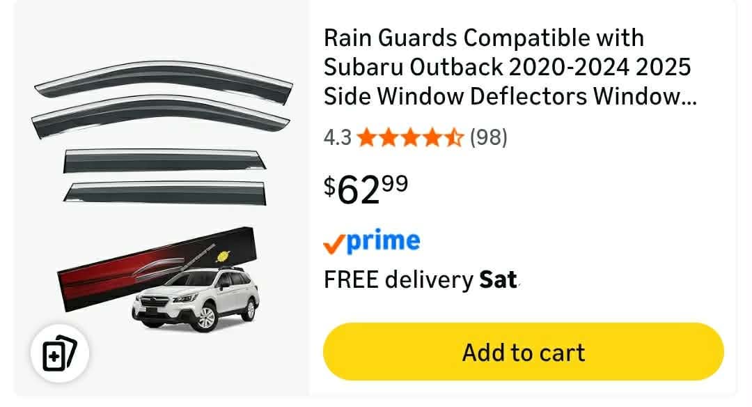 4pc Rain Guards Compatible with Subaru Outback 2020-2025 Side Window Deflectors Window Rain Guards Out-Channel Guard Deflector Vent Visor- 4pcs - Image 2