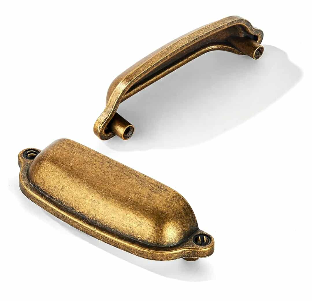 10 Pack 3 Inch(76mm) Bin Cup Drawer Pull,Antique Brass Cabinet Pulls Kitchen Cabinet Hardware, Furniture Pulls for Bathroom Cupboard Drawer Handles Dresser Pulls