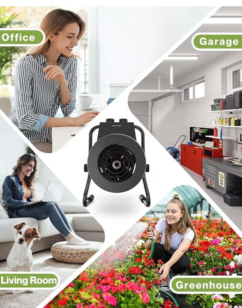 Greenhouse Heater with Digital Thermostat, 1500W Outdoor Heaters for Patio, Electric Space Heater for Patio, Garage, Greenhouse, Flower House, Silver - Image 7