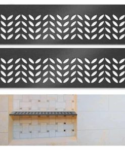 2 Pcs Aluminum Shower Niche Rectangular Shelf Black 5/32"/ 4 mm Thick, Petal Design, Matte Black Finish for 12" Prefabricated Niches, Fits 5/32" Grout Line