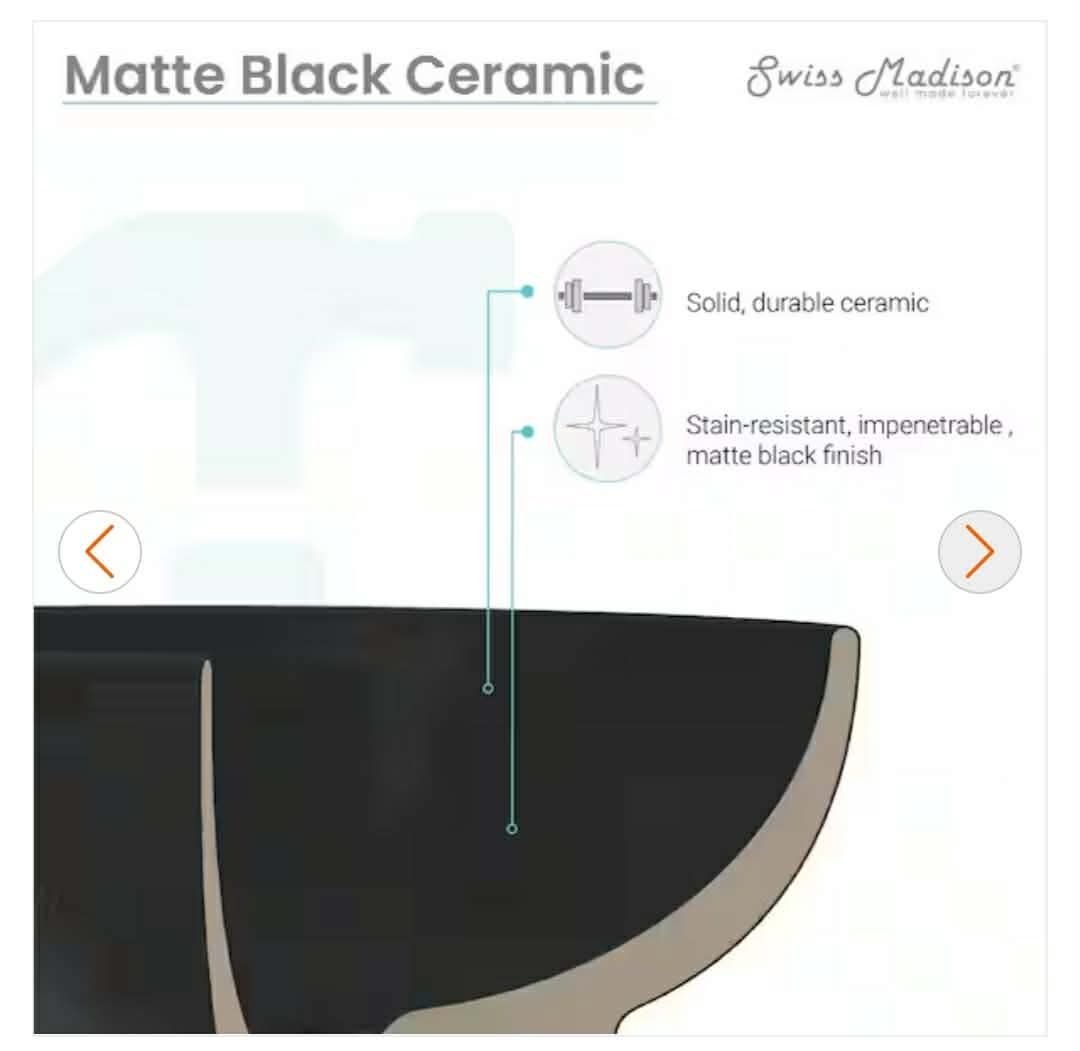 New 18" Ceramic Vanity Sink Top in Matte Black - Image 6