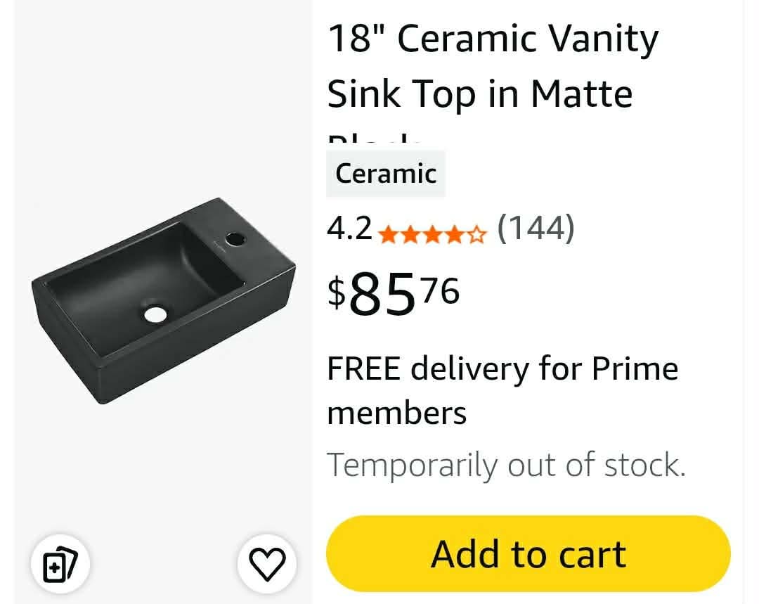 New 18" Ceramic Vanity Sink Top in Matte Black - Image 14
