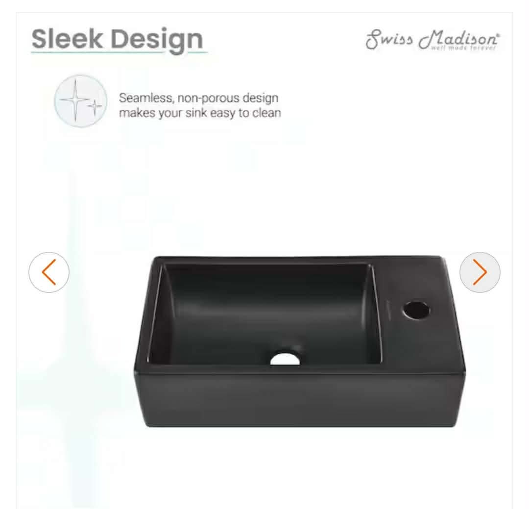 New 18" Ceramic Vanity Sink Top in Matte Black - Image 5
