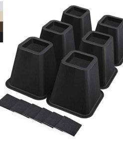 New 6 Inch Heavy Duty Bed Risers, Furniture Risers for Desk, Chair, Table or Sofa, Couch Lift Risers, Supports up to 2200 lbs per Leg (6 Pack Black)