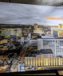 Alternative view of Wall Las Vegas Canvas Art Black and White Yellow USA City Skyline Picture Poster Cityscape Night Scene Painting Artwork Giclee Print for Home Office Living Room Decor 24x48Inches