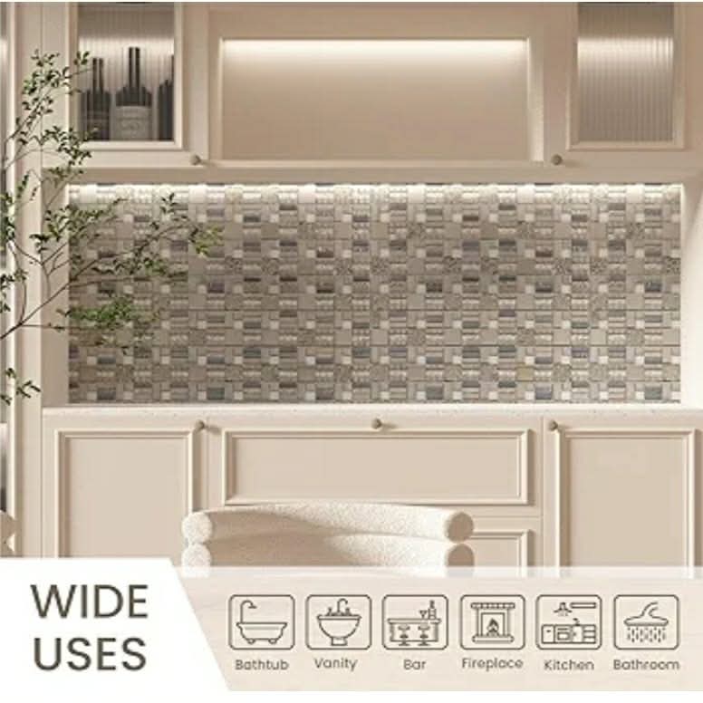 Glass Mosaic Tile Grey and Silver 12 x 12 Inch for Kitchen Backsplash Bathroom Wall (5-Pack, 5 sq.ft.) - Image 8