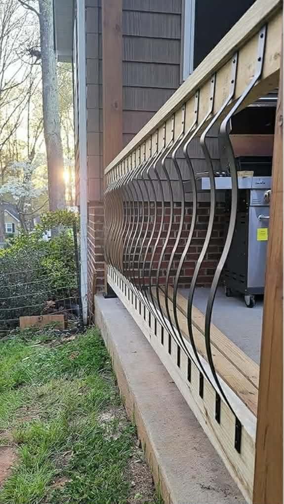 Deck Balusters 32-1/4 Inches Heavy Duty Iron Deck Balusters with Screws 51 Pack Metal Deck Spindles Balusters Iron Deck Spindles, Wave Arc Baluster for Outdoor Stair Deck Porch - Image 9