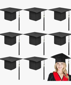8 Pcs Graduation Cap Bulk Adjustable Adult Graduation Hat with Tassel for Halloween Fancy Dress Accessory Photo Props