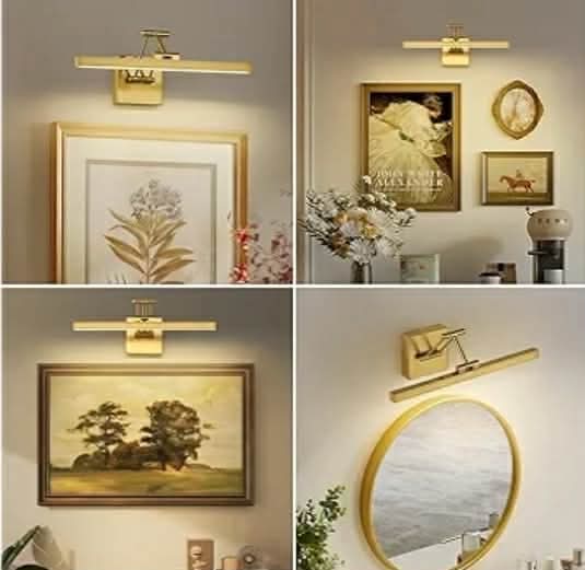 Hard-Wired Picture Light Dimmable LED Picture Lights for Paintings 15.7" Inch Brass Metal Body Wall Pictures with Adjustable Gold Swing Arm Art Display Lamps 7W 3000K Warm White Book Light - Image 6
