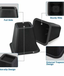 Alternative view of New 6 Inch Heavy Duty Bed Risers, Furniture Risers for Desk, Chair, Table or Sofa, Couch Lift Risers, Supports up to 2200 lbs per Leg (6 Pack Black)