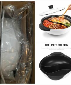 Alternative view of Hot Pot with Divider for Induction Cooker Dual Sided Soup Cookware Two-flavor Chinese Shabu Shabu Pot for Home Party Family Gathering, 4.5 Quart (White)