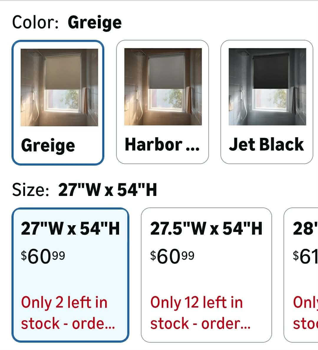 No Drill Cordless Blackout Roller Shades Screwless Waterproof Shower Window Blinds, Auto-Retraction Easy Install Blind for Bathroom/Kitchen/Office/Exterior, Greige, 27" W x 54" H - Image 2