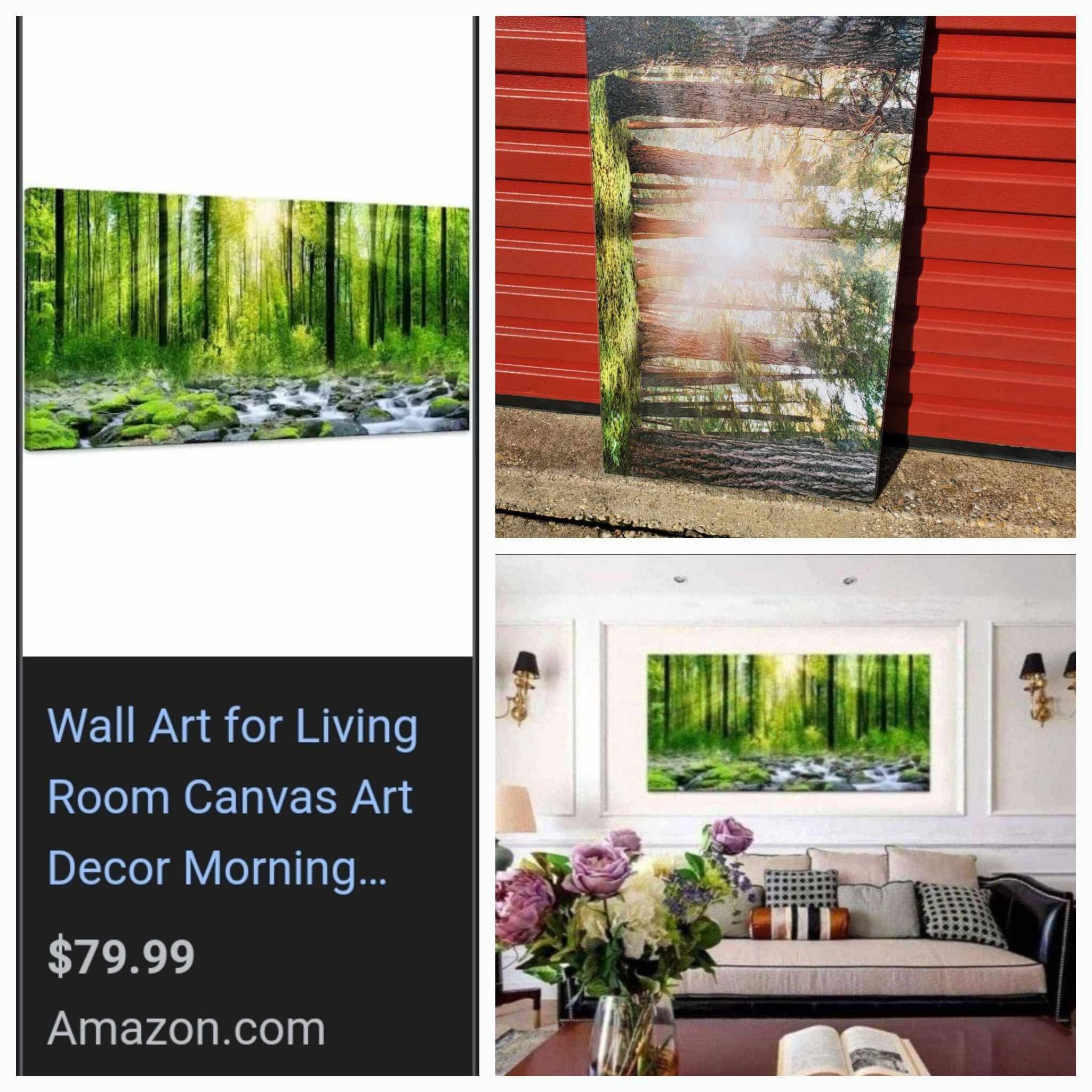 48x24in Canvas Art Decor Morning Sunrise Green Trees Landscape Sunshine Over Forest Photograph Printed on Canvas for Home Wall Decoration - Image 2