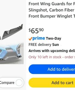 Alternative view of 2pc Front Wing Guards for Polaris Slingshot, Carbon Fiber Style Front Bumper Winglet Trim Protector Wing Panel Guard for Polaris Slingshot 2015-2024 Accessories, 2PCS