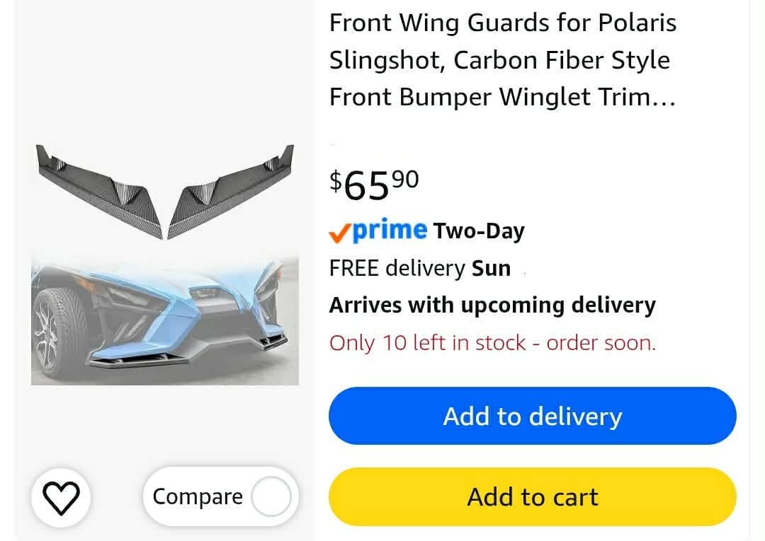 2pc Front Wing Guards for Polaris Slingshot, Carbon Fiber Style Front Bumper Winglet Trim Protector Wing Panel Guard for Polaris Slingshot 2015-2024 Accessories, 2PCS - Image 2
