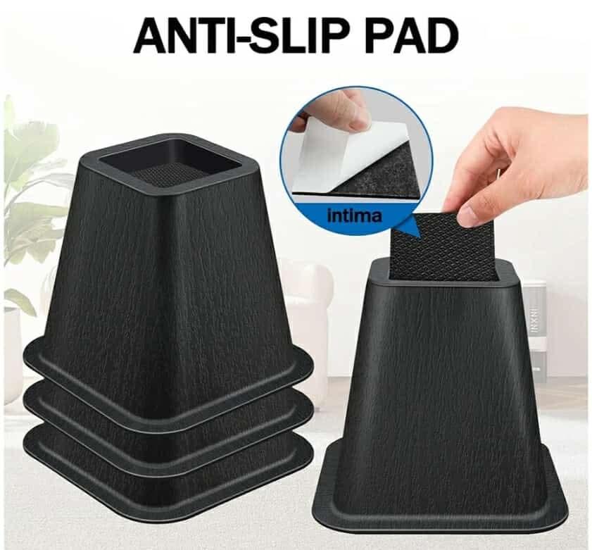 New 6 Inch Heavy Duty Bed Risers, Furniture Risers for Desk, Chair, Table or Sofa, Couch Lift Risers, Supports up to 2200 lbs per Leg (6 Pack Black) - Image 6