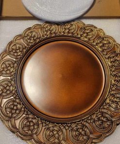Alternative view of 13'' Antique Gold Charger Plates With Embossed Rims, Set of 6 Round Plastic Plates