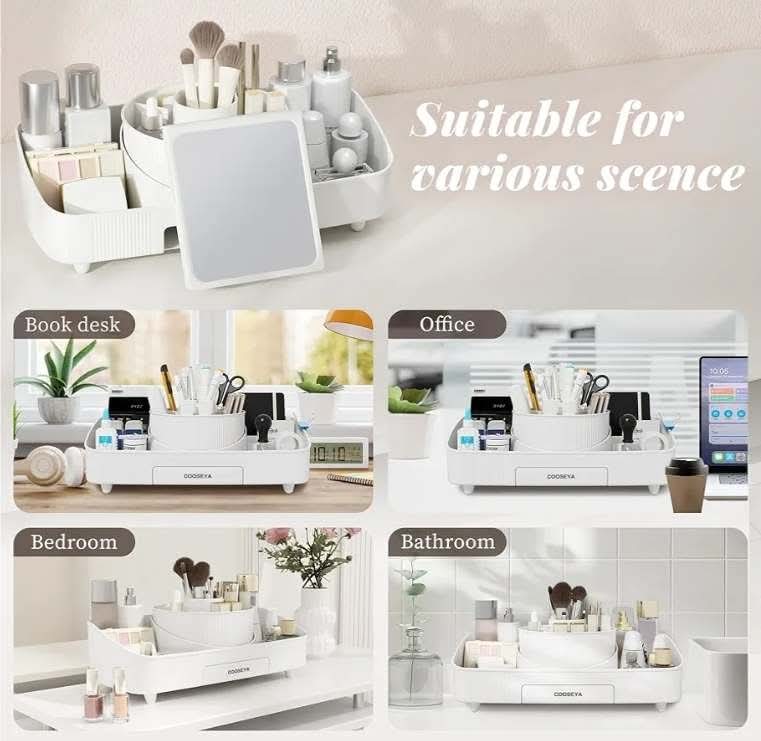 Makeup Organizer for Vanity, Makeup Storage Organizer, Rotating Makeup Organizer Skincare Organizer Countertop for Bathroom Sink,Organize and Storage Brush Holder Perfume - Image 11