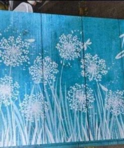 Alternative view of 24"x 48" Large Canvas Wall Art for Bedroom White Dandelion Flowers Wall Decor for Living Room Teal Wooden Board Canvas Paintings Abstract Dragonfly Canvas