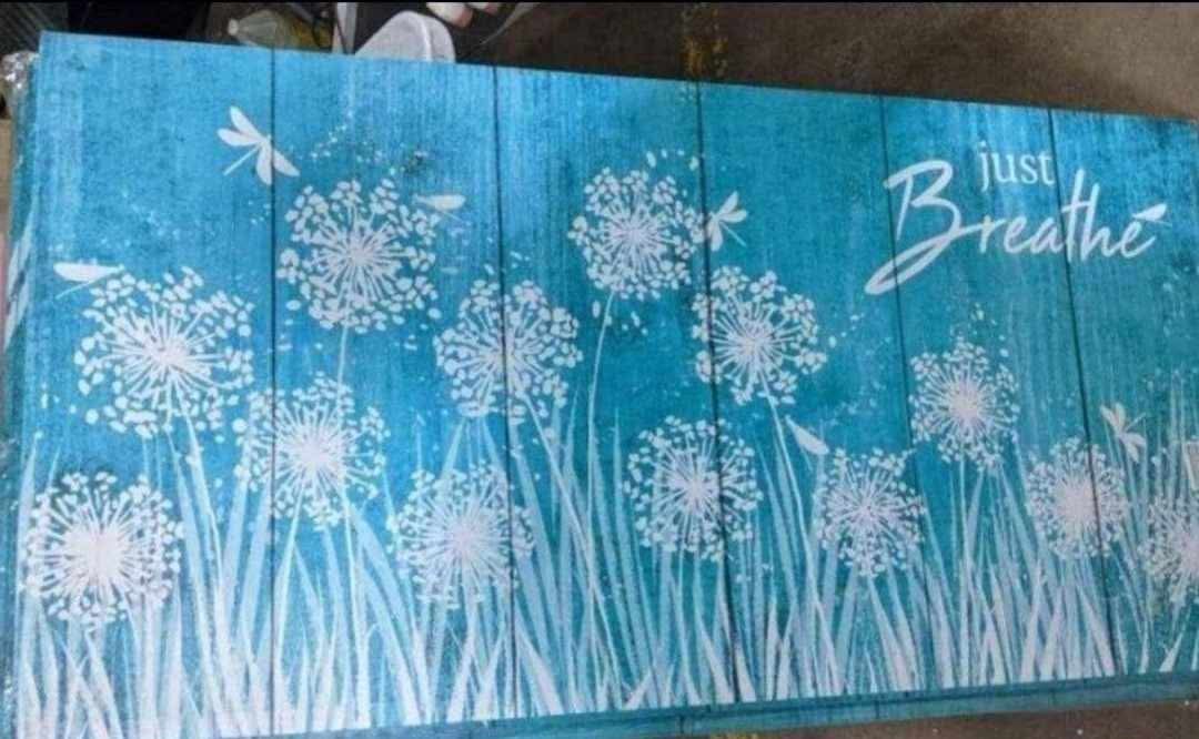 24"x 48" Large Canvas Wall Art for Bedroom White Dandelion Flowers Wall Decor for Living Room Teal Wooden Board Canvas Paintings Abstract Dragonfly Canvas - Image 2