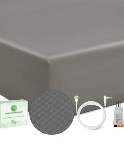Grounding Sheets Queen 25% Silver Fiber 75% Organic Cotton with Outlet Tester and Test Pen, Grounded Fitted Sheet Kit Earth Connected Bedding (Gray, Queen)