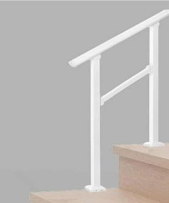 Hand Rails for Outdoor Steps,2 Step Stair Handrail & Indoor Stair Railing Kit，White Railings for Outdoor Steps and Hand Rails for Seniors for Porch（2 Step White）   