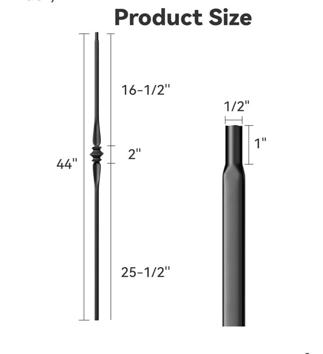 New 12pk Wrought Iron Hollow Balusters - Deck Spindles Stair Railing indoor,Stair Single Spoon Knuckle Hollow Iron Baluster stair spindles, for staircase interior, Includes 2 Drill Bits for Wood (12 Pack Black) - Image 7