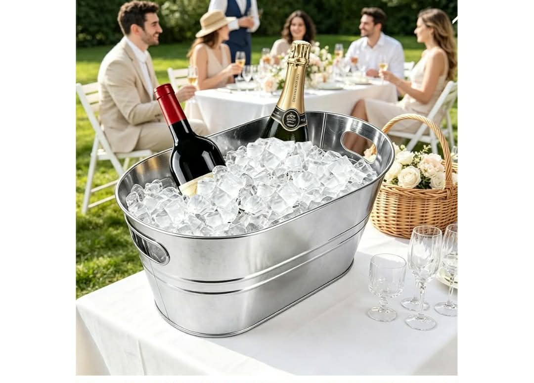 2-Pack Drink Buckets, Ice Bucket, Beverage Buckets for Party (Silver) - Image 7
