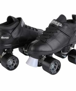 CHICAGO Bullet Speed Roller Skate for Men, 62mm Urethane Wheels, ABEC-1 Bearings, Lace-Up Vinyl Boot, Black – Indoor/Outdoor Racing Skates