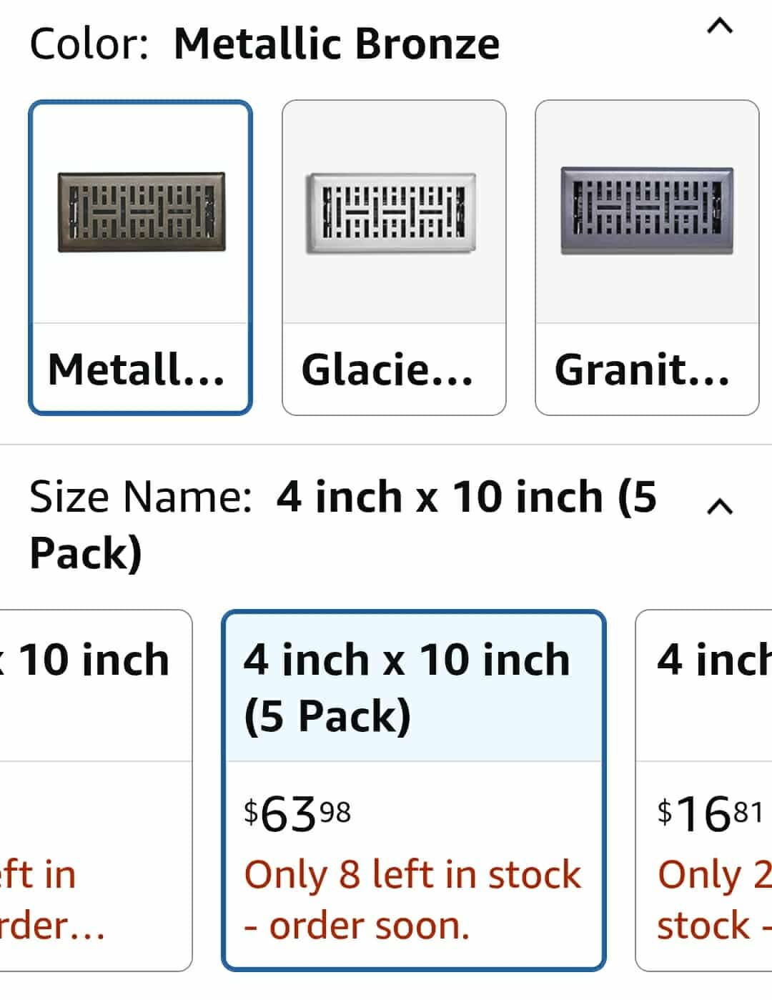5 pcs, Sierra Grates Precision Flow 4"x10" Steel Floor Register - Metro Design, Metallic Bronze Finish - Premium Home Vent Covers, Durable & Decorative - Fits 4"x10" Duct Openings, Easy Installation - Image 2
