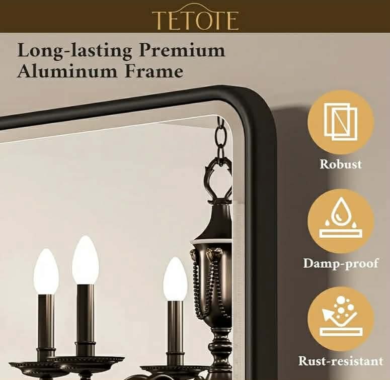 TETOTE Pivot Mirror for Bathroom 20 x 24 Black Pivoting Tilt Rectangle Beveled Mirror, Farmhouse Rounded Corner Metal Framed Bathroom Vanity Mirror for Wall, Horizontal/Vertical, Tempered Glass - Image 8