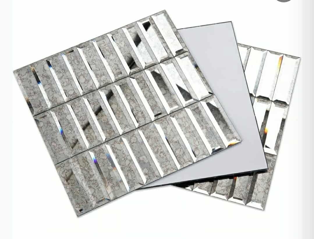 Adedeo Peel and Stick Mirror Glass Mosaic Tile Self Adhesive 12 x 12 Inch Strip Mirror Tiles for Kitchen Backsplash Bathroom Wall (5 Sheets, Dark Antique) - Image 3