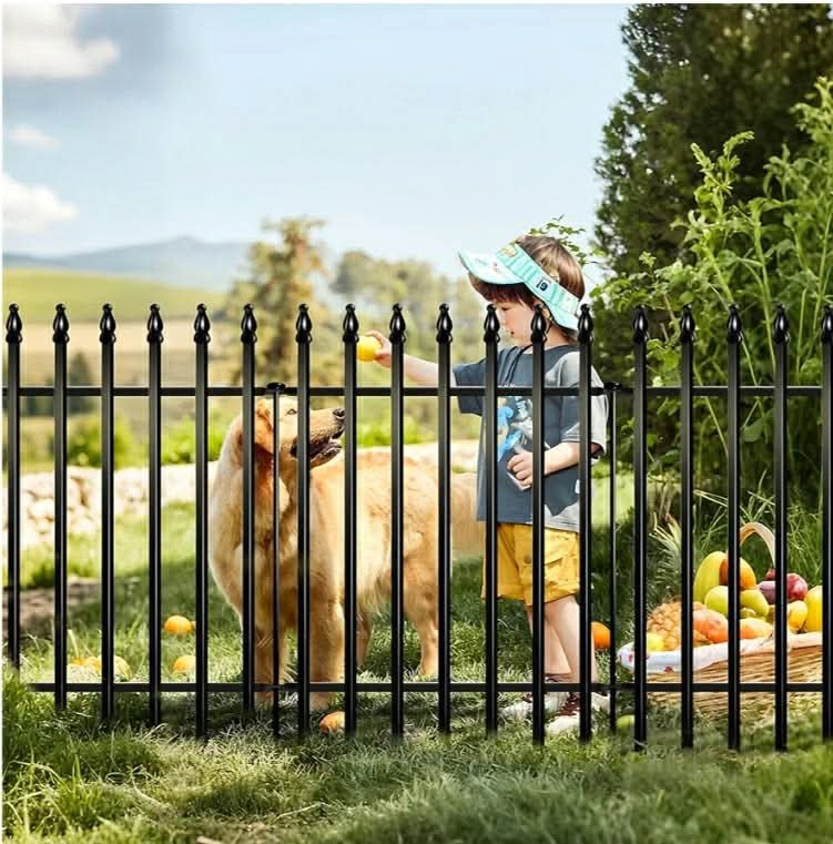 Metal Decorative Garden Fence 36" Wide x 28" High (5 Panels, Total Length 11.6 feet), Metal Border Folding Fence, Landscape Fencing Dog Fence Pet Fence for Flower Bed, Yard, Animal Barrier
